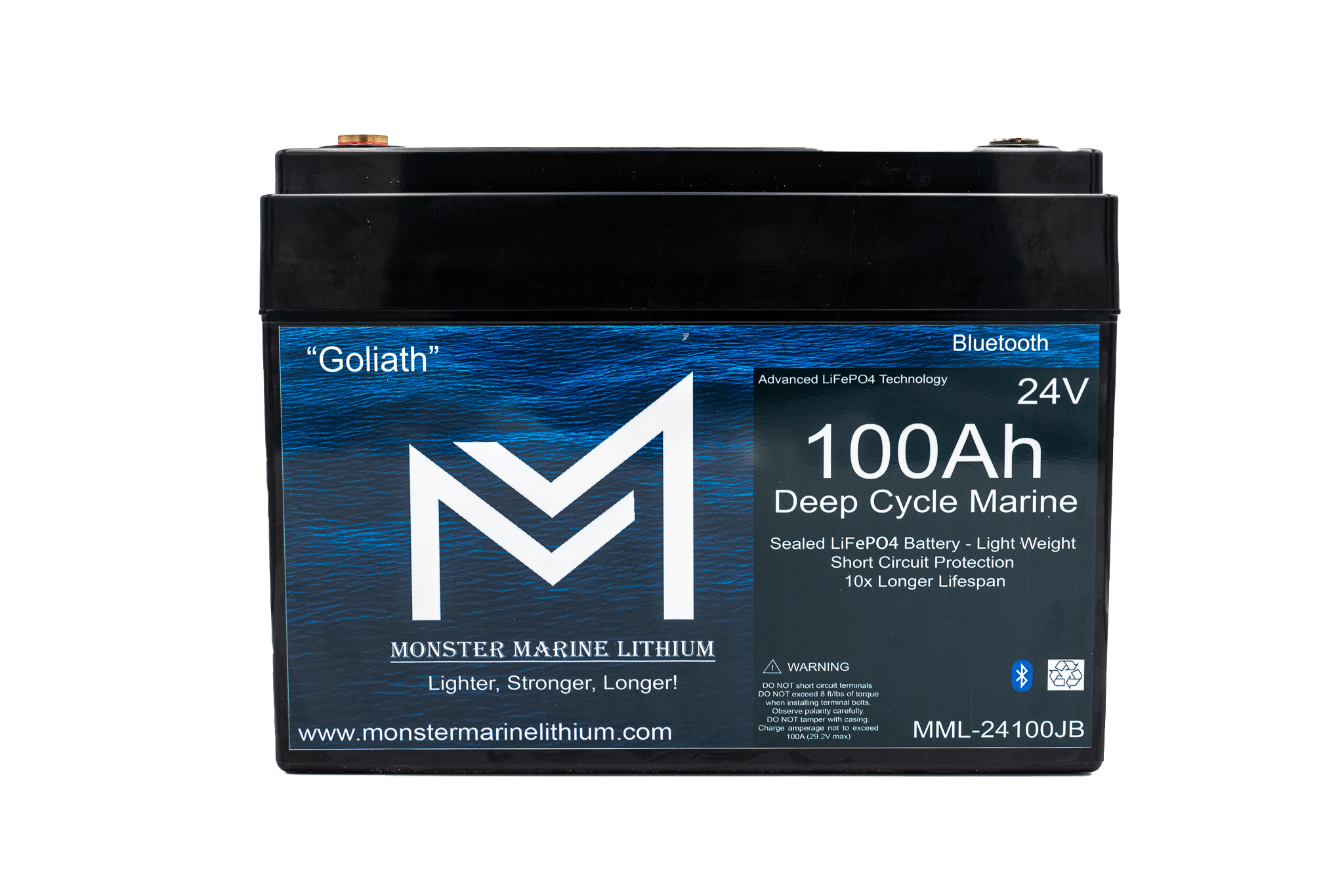 24V 100Ah Lithium Bluetooth Marine Trolling Battery "Goliath"